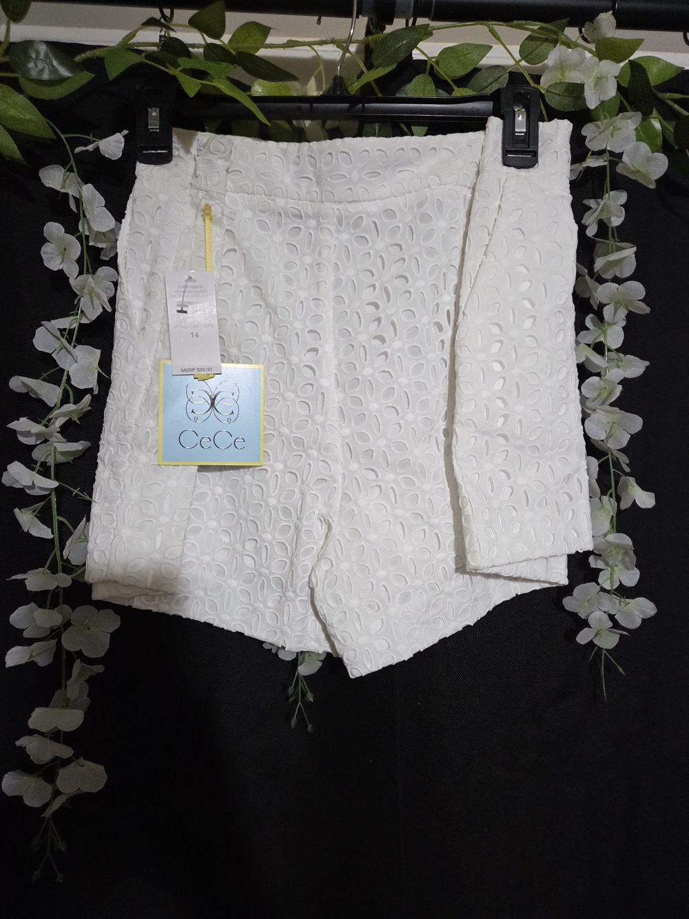 CeCe White Eyelet High Waist Shorts